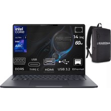 Asus Expertbook B5 Ultra 7 255H B5405CCA-U716512B0D-K14 48GB 2tb Arc 140T Freedos 14" Wuxga Taşınabilir Bilgisayar & Karina Çanta