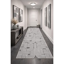 Babil Home Kaymaz Tabanlı Kesme  Salon Koridor Mutfak Yatak Odası Halısı 3012 Gri