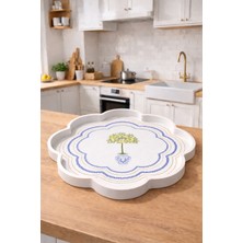 Zucci Home Akdeniz Esintisi Dekoratif Papatya Sunum Tepsisi | Daisy Lemon Tree  | Premium Servis Tepsisi - 36X36 cm
