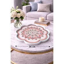 Zucci Home 36 cm Çiçek Desenli Cam Dekoratif Tepsi | Akdeniz Esintisi | Shine Anatolia  Rosace | Renkli Çiçek Motifli Orta Sehpa & Sunum Tepsisi