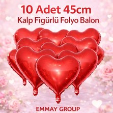İTHAL 10 Adet Kırmızı Kalp Folyo Balon - 45 cm (18 Inch) - 10 Adet Kalp Folyo Balon Seti-