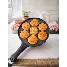 Airobazar Emoji Waffle Pankek Tavası 7’li, Granit Döküm Yapışmaz Kahvaltı Tavası