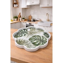 Zucci Home Akdeniz Esintisi Dekoratif Papatya Sunum Tepsisi | Daisy Botanic  | Premium Servis Tepsisi - 36X36 cm