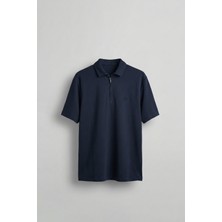 Abluka Online Erkek Slim Fit Yarım Fermuarlı Basic Polo Yaka T-Shirt Lacivert