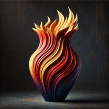 Modern 3D Baskı Dekoratif Vazo – Alev Formlu Lüks Tasarım Salon Ofis Aksesuarı – Pla Malzeme