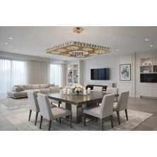 Kafkas 60LIK Kare Ici Daire Formu Gold Modern Kristal Avize