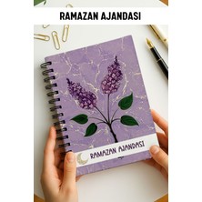 Eldesen Tasarım Ramazan Ajandası Mor Renkli Sert Kalın Kapaklı Orta Boy Planlayıcı, Tarihli  Oruç ve Hatim İçin