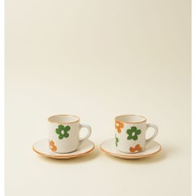 Hazem Lüx Kahve Fincan Takımı Papatya Desen