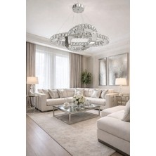 Kafkas 65LİK Birleşik Elips Gümüş Kristal Avize