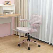 Adore Mobilya Button Ekose Kumaş Ofis ve Çalışma Sandalyesi – Pembe