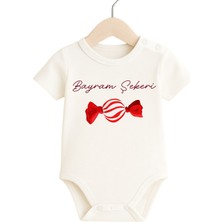 Babytex Bayram Şekeri Yazılı Bebek Zıbını – Kısa Kollu, Pamuklu, Bayramlık Bebek Body