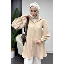 Tesettür Diyarı Kadın Dökümlü Gömlek-Bej