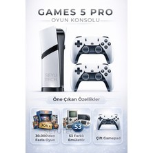 Seyutech Games 5 Pro Kablosuz Çift Kol Oyun Konsolu Uyumlu 4k-Hdmı 53 Emulatör 30000 Oyunlu 2.4g Gaming Atari