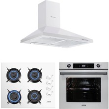 Eminçelik ve Afm Tech Marka / Fulo Beyaz Turbolu  Ankastre Set (FM7701 + FM2201 + 1420 W60 Piramit)