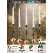 Çıba Design Lumiera 25 cm Beyaz Şamdan Mum 5’li Set – 5-7 Saat Yanma Süresi, Boyanabilir, Kokusuz, Is Yapmaz