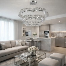 Kafkas 60X45X35 Diamond Royale Papatya Gümüş Kristal Avize