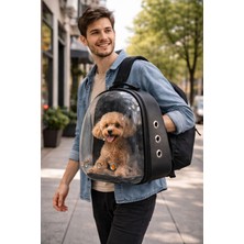 Pet Club Şeffaf Astronot Kedi Köpek Taşıma Çantası - Abs Siyah