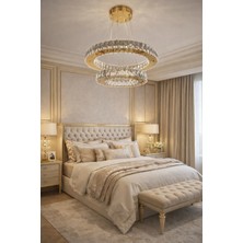 Kafkas 45X30DAİRE Gold 2 Katlı Kristal Avize