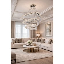 Kafkas 60X45X30 Üçgen 3 Katlı Modern Kristal Avize