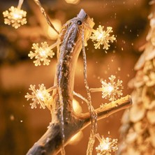 Oktay Sesal Snow Flake Photo Clip String LED Warm Light Gün Işığı Pilli Kar Tanesi Mandal LED Işık 2 Metre LED