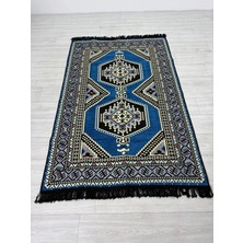 Bakırözü Home Pamuk Polyester Karışımlı Otantik Şark Köşesi Kilimi - Yahyalı Mavi Modeli Yıkanabilir Kilim