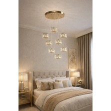 Kafkas 8lik 8 Sarkıtlı Aurora Gold Prestige Kristal Avize