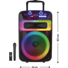 Merıx Partymaster Rgb Bluetooth Hoparlör – Mikrofonlu, Kumandalı, Tekerlekli, Güçlü Bass, LED Işıklı Taşınabilir Speaker
