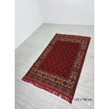 Bakırözü Home Pamuk Polyester Karışımlı Otantik Şark Köşesi Kilimi - Buhara Kırmızı Modeli Yıkanabilir Kilim