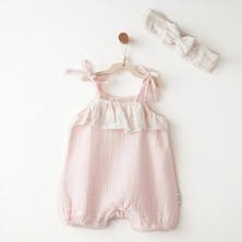 Andywawa Kız Bebek Tulum Takım Romper Band Set Muslin ANW-AC26618
