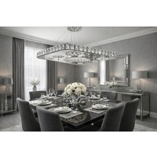 Kafkas 60LIK Kare Ici Daire Formu Gümüş Modern Kristal Avize