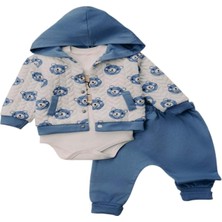 Gültekin Bebe Mini Pakel  Kapitone Kumaş Erkek 3 Lü Takım 3-12 Aylık -1366274 - Mavi