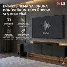 Lg Evde Sinema Keyfi Için 300W Güçlü Ses Sistemi 2.1 Kanal Kablosuz Bas Kutusu HDMI Arc ve Optik Girişli Bluetooth Soundbar Dts Digital Surround