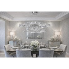 Kafkas 75X50 Baklava Model Gümüş 2katlı Modern Kristal Avize