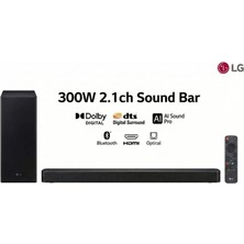 Lg 300W Yüksek Ses Gücüne Sahip 2.1 Kanal Soundbar Kablosuz Subwoofer ile Derin Bas Aı Sound Pro Teknolojisi ve Bluetooth Bağlantılı Ev Sinema Sistemi