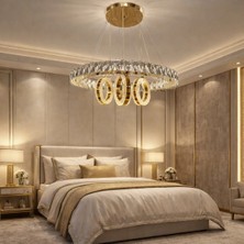 Kafkas 60LIK Daire Halkalı Sarkıtlı Gold Modern Avize