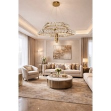 Kafkas 60LIK Altıgen Gold 2 Katlı Halkalı Kristal Avize