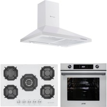 Eminçelik ve Afm Tech Marka / Valle Beyaz 5 Gözlü Ankastre Set (7701 +22 386 Wok +1420 W60 Piramit)