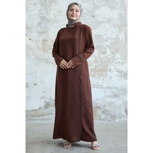 inStyle Yaka ve Ön Robası Taşlı Taba Ferace