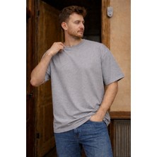 Modabox Unisex Oversize Geniş Kesim %100 Pamuk Yumuşak Dokulu Basic Bisiklet Yaka Tişört