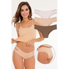 Sensu Kadın Lazer Kesim Dikişsiz Slip Külot 3'lü Paket Set - KTS3103 (Geniş Kalıp) Model-1