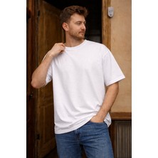 Modabox Unisex Oversize Geniş Kesim %100 Pamuk Yumuşak Dokulu Basic Bisiklet Yaka Tişört