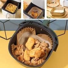 İsmiyle Al 50 Adet Air Fryer Pişirme Kağıdı Tek Kullanımlık Yağ Geçirmez Yapışmaz Kare Tabak Model Pv