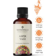 Monoville Aspir Yağı 30 ml Soğuk Sıkım %100 Saf Ve Doğal ( Safflower Oil )