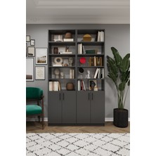 Asra Trend Lüks Kapaklı Ayarlanabilir Raf Ev Ofis Kitaplık %100 MDF Dekoratif Kütüphane K46