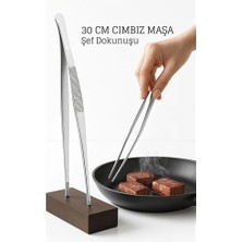 Belle Fusion Mey Ithalat® Paslanmaz Çelik Şef Cımbızı 30 cm – Mutfak Maşası Kızartma Maşası