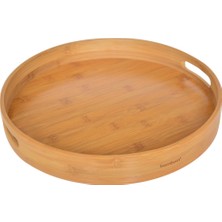 Bambum Yuvarlak Tepsi 35cm Bambu Malzemeden Yapılmış Şık Sofra Mutfak Gereci