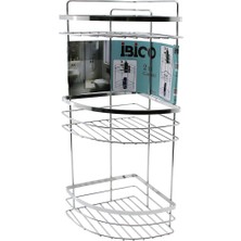 Go İthalat Lamalı   3 Katlı - Üçgen   Krom   Metal  Banyo Köşelik - Duşkabin Raf (3791)