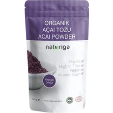 Naturiga 50 gr Açai Tozu (Freeze Dried) Vegan ve Şeker İlavesiz Enerji Artırıcı Besin Takviyesi