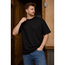 Modabox Unisex Oversize Geniş Kesim %100 Pamuk Yumuşak Dokulu Basic Bisiklet Yaka Tişört