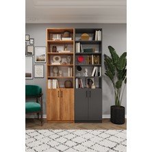 Asra Trend Modern Renkli Kapaklı Ayarlanabilir Raf Ev Ofis Kitaplık %100 MDF Dekoratif Kütüphane K48